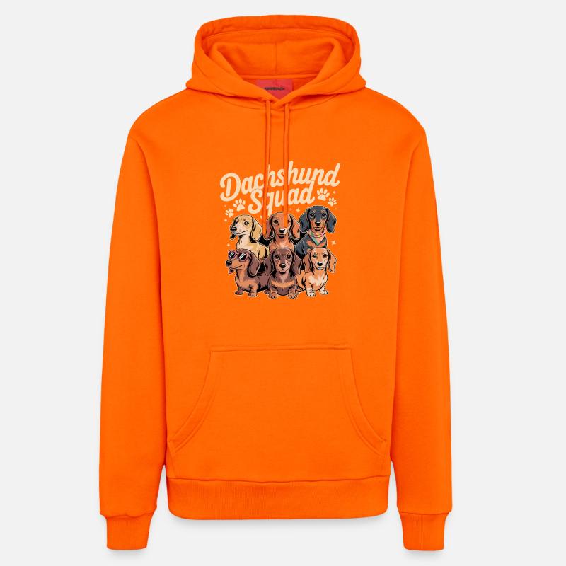 Escouade de teckels - Sweat à capuche bio décontracté fabriqué en UE - SUNSET ORANGE