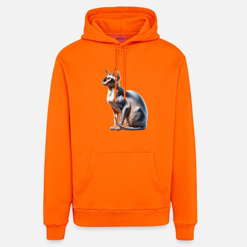 Chat Sphynx - Sweat à capuche bio décontracté fabriqué en UE - SUNSET ORANGE