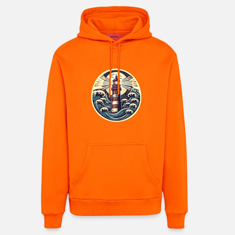 phare - Sweat à capuche bio décontracté fabriqué en UE - SUNSET ORANGE