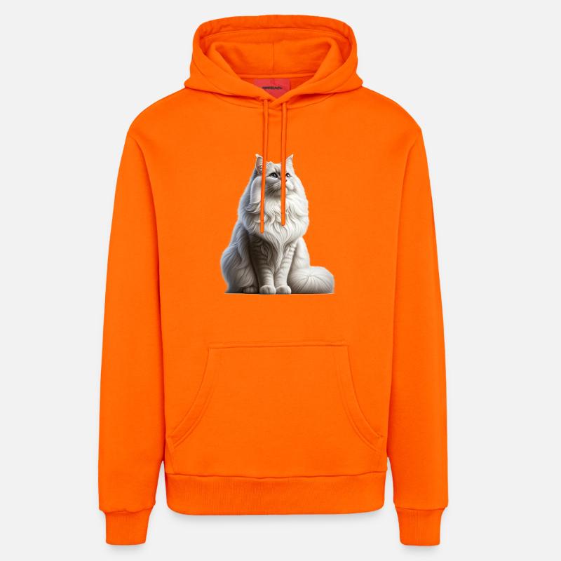 Chat angora turc - Sweat à capuche bio décontracté fabriqué en UE - SUNSET ORANGE