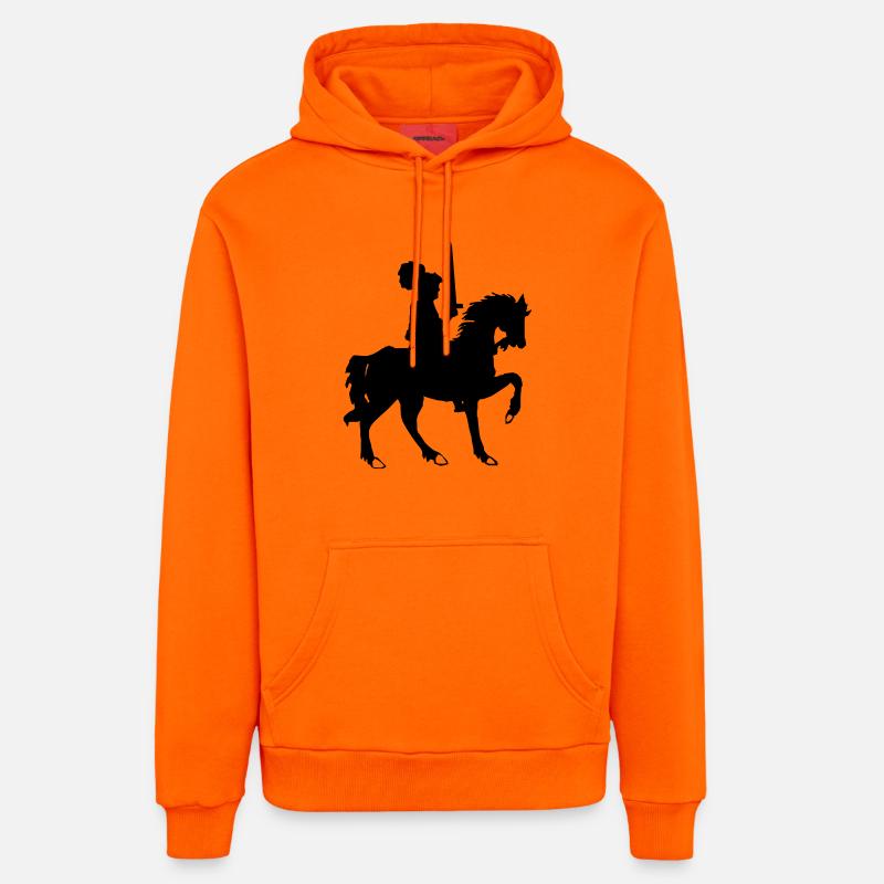 Chevalier avec épée et cheval - Sweat à capuche bio décontracté fabriqué en UE - SUNSET ORANGE