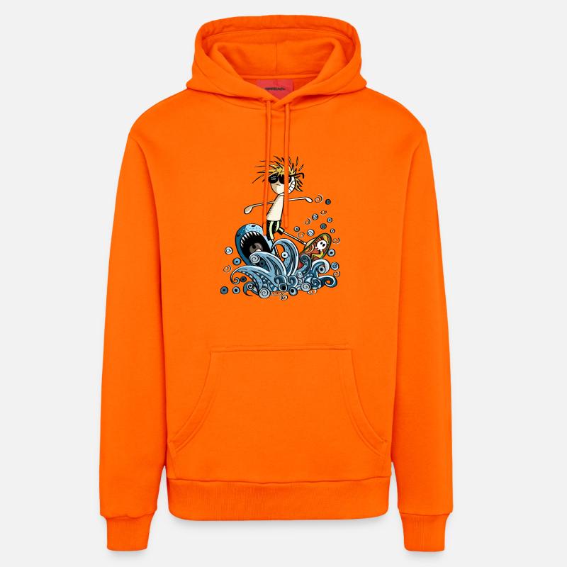 Cool Power Surfer - Bande dessinée - Sweat à capuche bio décontracté fabriqué en UE - SUNSET ORANGE