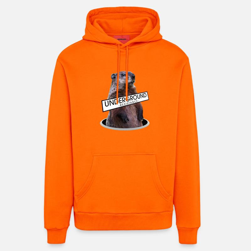 Marmotte résistante au sol - design - Sweat à capuche bio décontracté fabriqué en UE - SUNSET ORANGE
