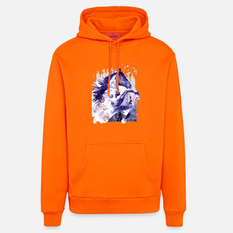 Équitation - Équitation - École d’équitation - Aquarelle - Sweat à capuche bio décontracté fabriqué en UE - SUNSET ORANGE