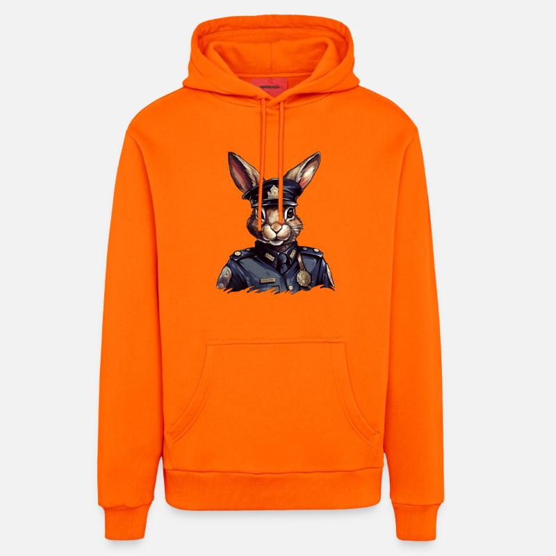 Police des lapins - Sweat à capuche bio décontracté fabriqué en UE - SUNSET ORANGE