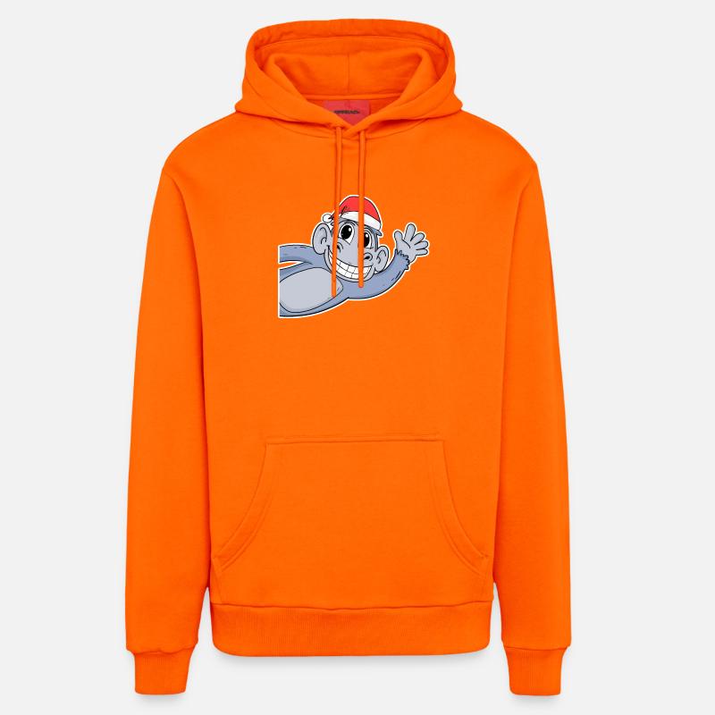 Noël singe - Sweat à capuche bio décontracté fabriqué en UE - SUNSET ORANGE