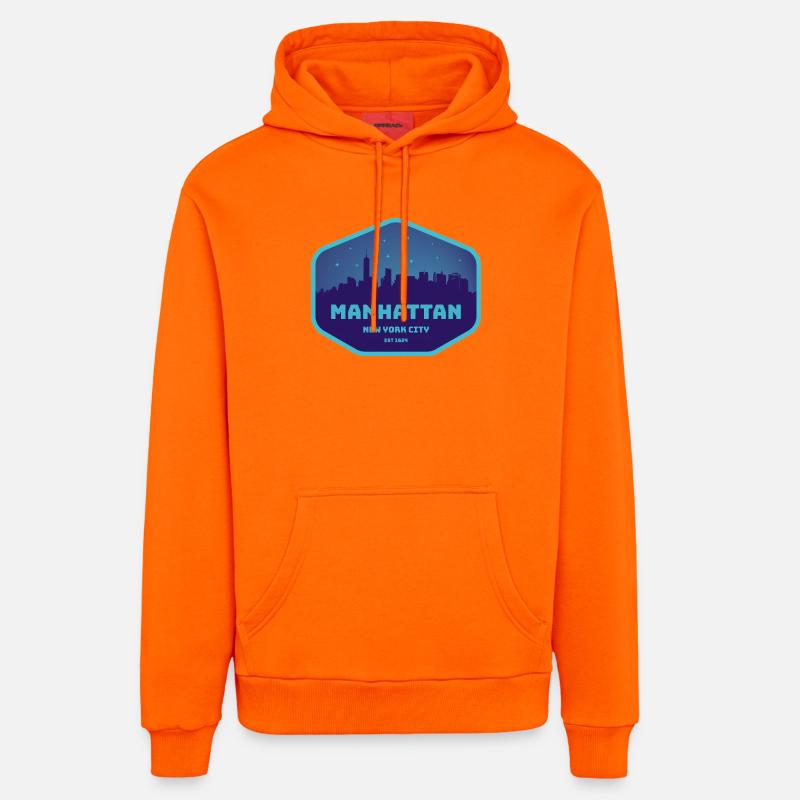 Manhattan, Nueva York - Sudadera con capucha ecológica de corte relaxed fabricada en la UE - SUNSET ORANGE