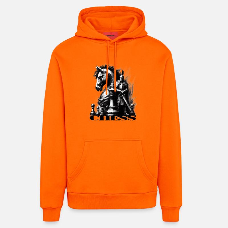 Échecs - Sweat à capuche bio décontracté fabriqué en UE - SUNSET ORANGE