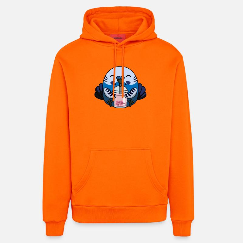 Perruche bleue avec thé à bulles - Sweat à capuche bio décontracté fabriqué en UE - SUNSET ORANGE