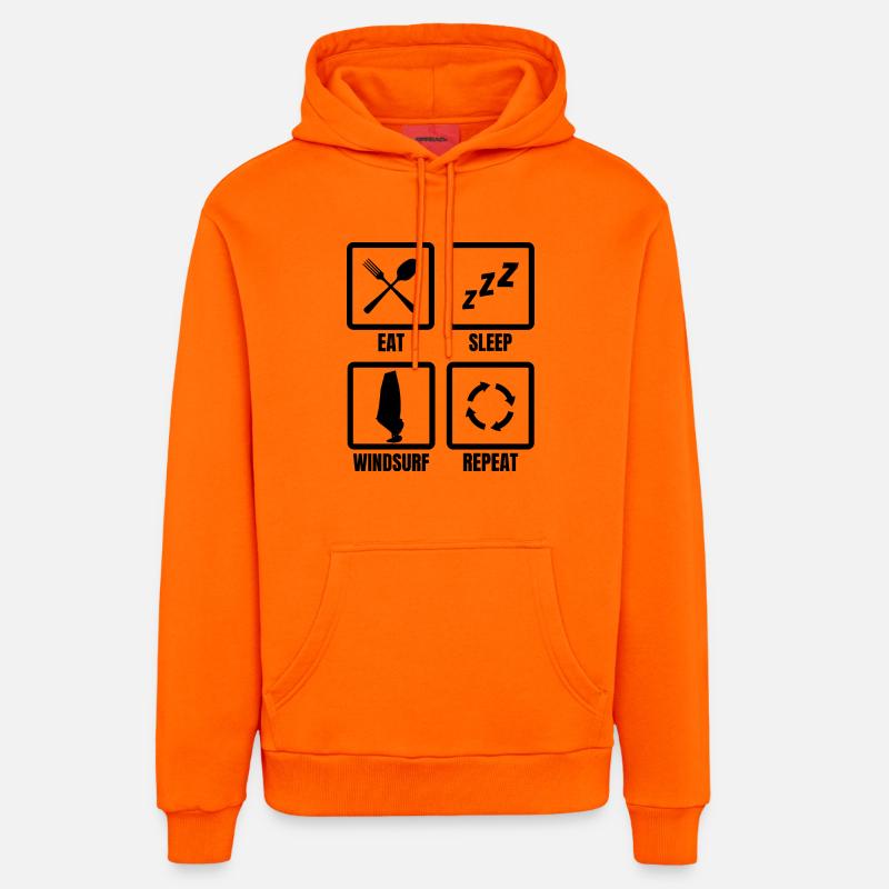Routine de planche à voile - Sweat à capuche bio décontracté fabriqué en UE - SUNSET ORANGE