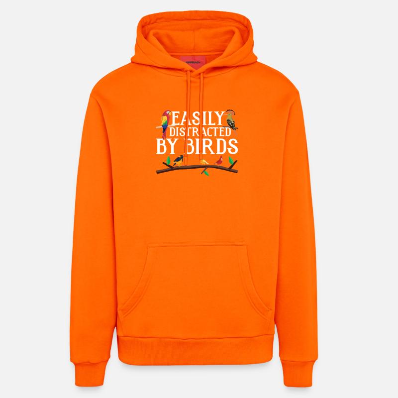 Facilement distrait par les oiseaux - Sweat à capuche bio décontracté fabriqué en UE - SUNSET ORANGE