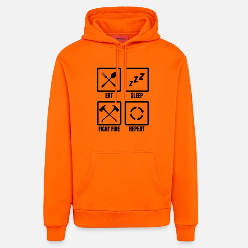 Routine quotidienne des pompiers - Sweat à capuche bio décontracté fabriqué en UE - SUNSET ORANGE