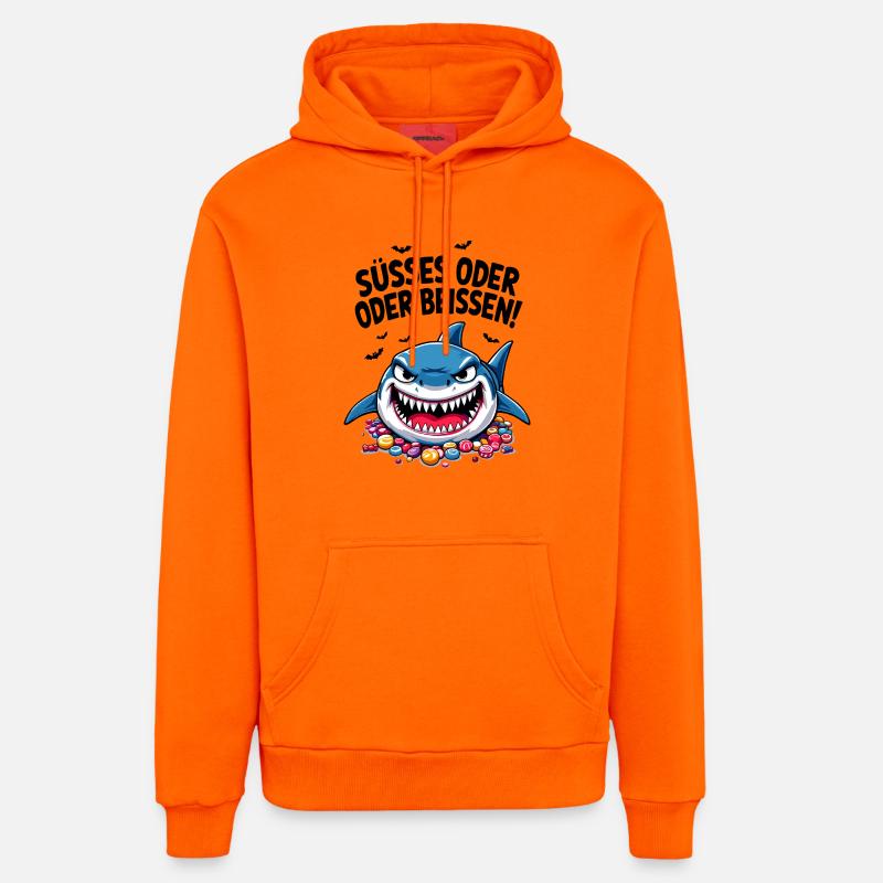 Halloween Süßes oder Saures Hai Süßgkeiten - Organic Relaxed Hoodie Made in EU - SUNSET ORANGE