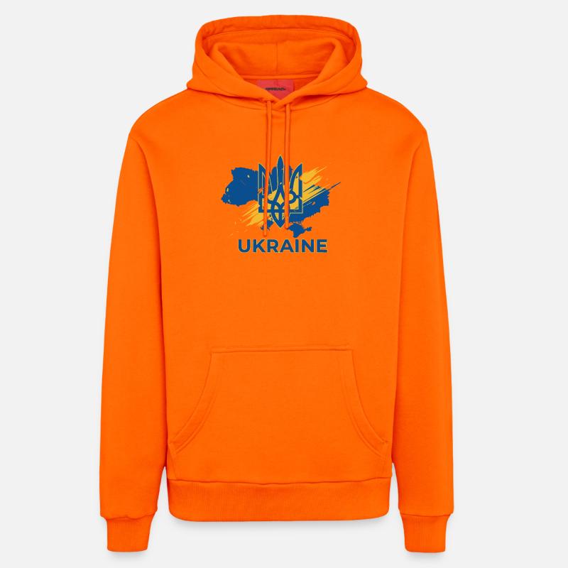 Impression du logo Trident Wave Ukraine - Sweat à capuche bio décontracté fabriqué en UE - SUNSET ORANGE