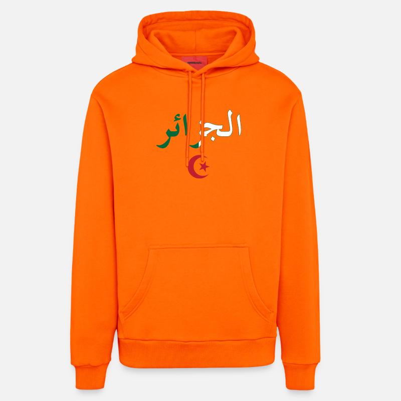 Drapeau Algérie BZ - Sweat à capuche bio décontracté fabriqué en UE - SUNSET ORANGE