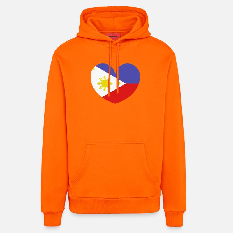 Drapeau du cœur des Philippines - Sweat à capuche bio décontracté fabriqué en UE - SUNSET ORANGE