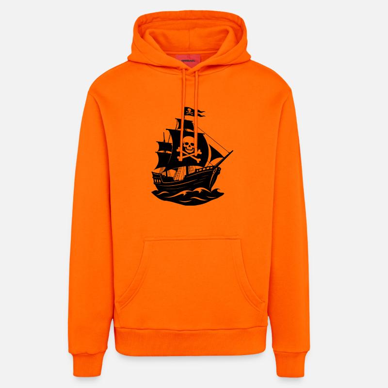 Bateau pirate - Sweat à capuche bio décontracté fabriqué en UE - SUNSET ORANGE