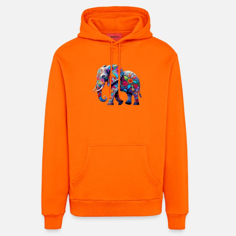 Éléphant - Sweat à capuche bio décontracté fabriqué en UE - SUNSET ORANGE