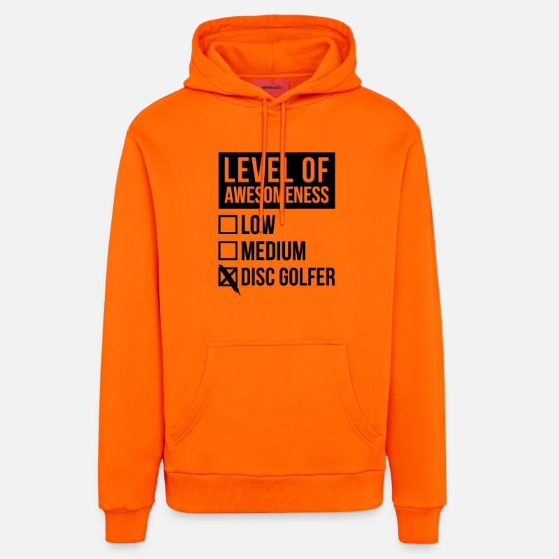 Disc golf - Sweat à capuche bio décontracté fabriqué en UE - SUNSET ORANGE