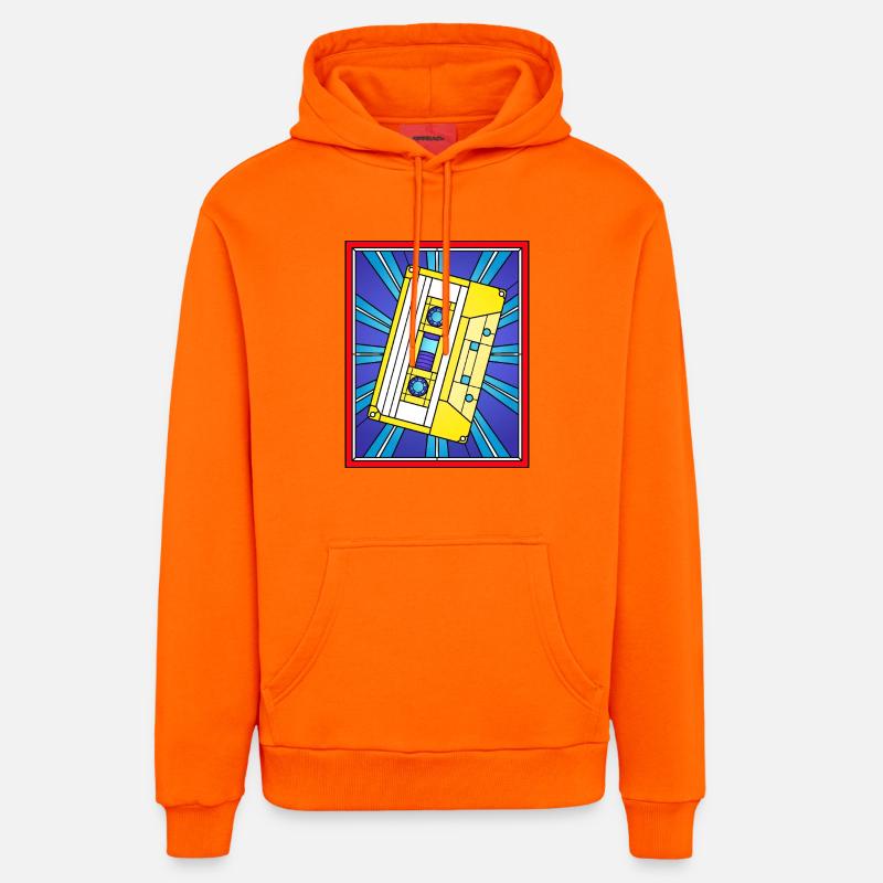 Illustration de cassette en vitrail - Sweat à capuche bio décontracté fabriqué en UE - SUNSET ORANGE