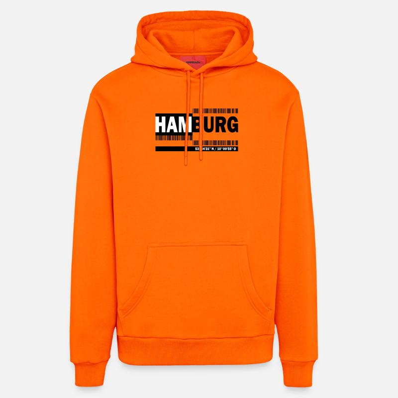 HAMBOURG - code-barres - Sweat à capuche bio décontracté fabriqué en UE - SUNSET ORANGE