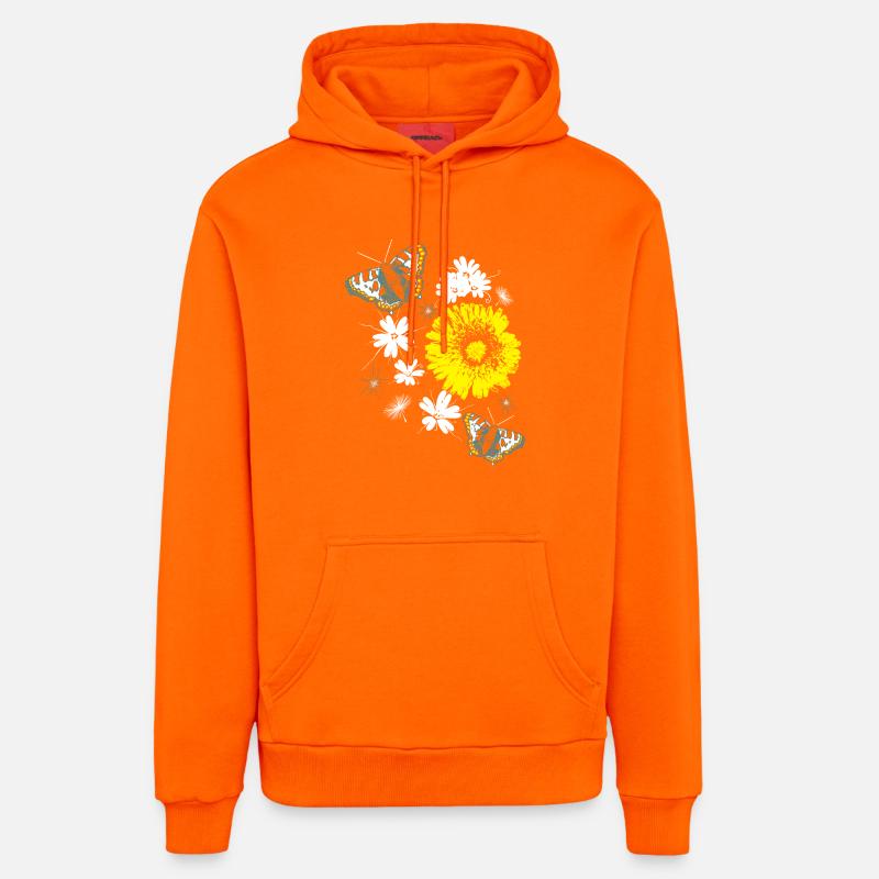 Fleurs Chrysanthèmes Papillons Été - Sweat à capuche bio décontracté fabriqué en UE - SUNSET ORANGE