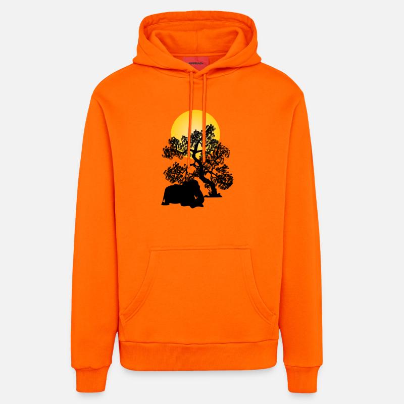 Lune jaune sur silhouette d’arbre - Sweat à capuche bio décontracté fabriqué en UE - SUNSET ORANGE