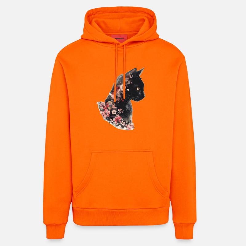 Fleurs de chat - Sweat à capuche bio décontracté fabriqué en UE - SUNSET ORANGE
