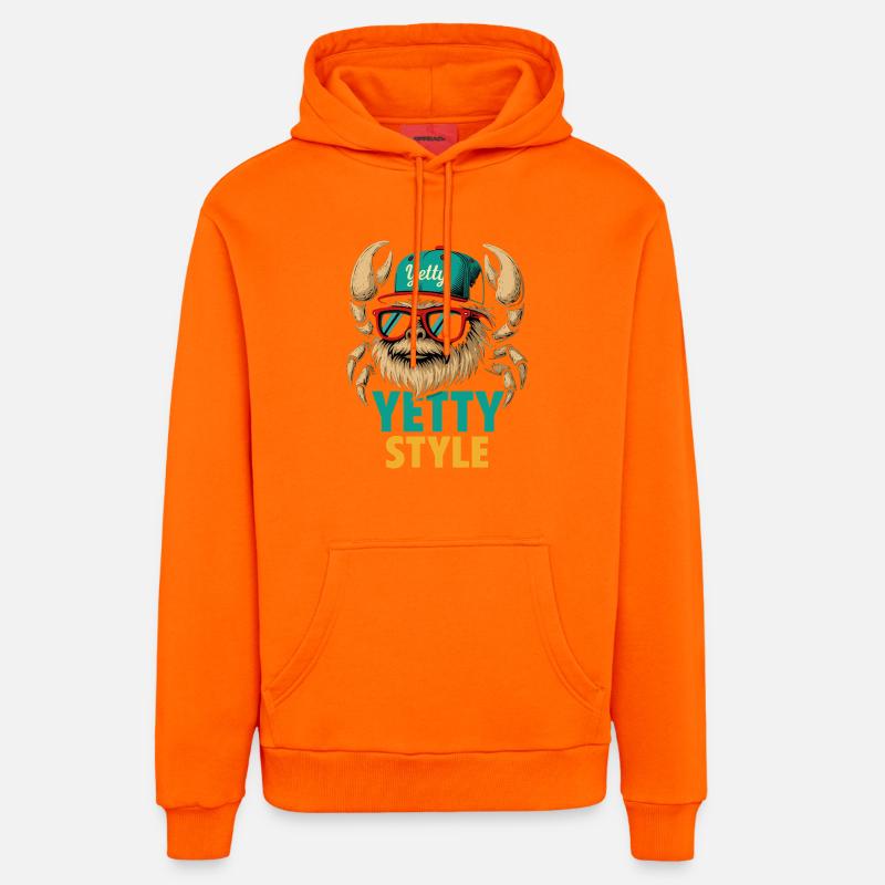 Yetty Style Yeti Graphic - Organic Relaxed Hoodie Made in EU - SUNSET ORANGE