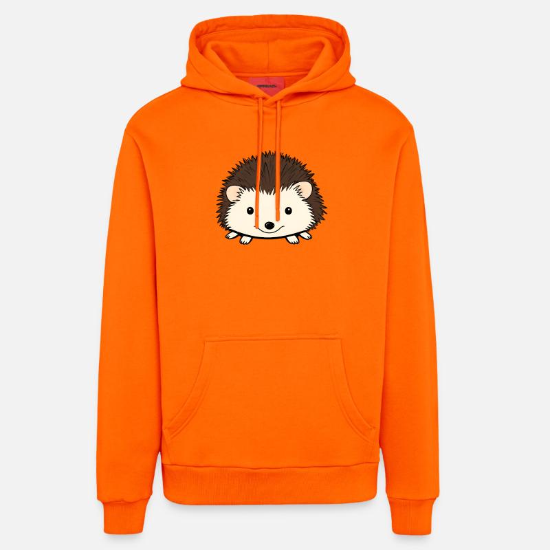 Hérisson mignon avec un visage amical - Sweat à capuche bio décontracté fabriqué en UE - SUNSET ORANGE