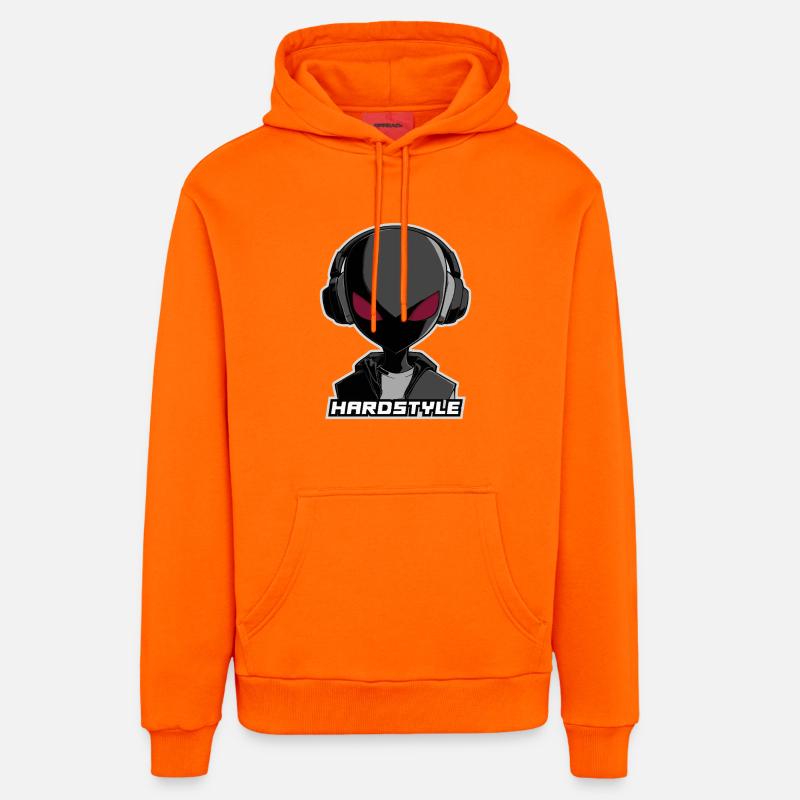Hardstyle Alien – Conception musicale au casque - Sweat à capuche bio décontracté fabriqué en UE - SUNSET ORANGE