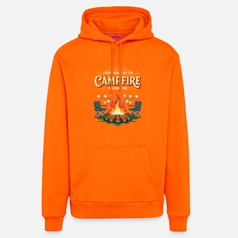 Campfire Marshmallow Everything Better Camping - Sweat à capuche bio décontracté fabriqué en UE - SUNSET ORANGE