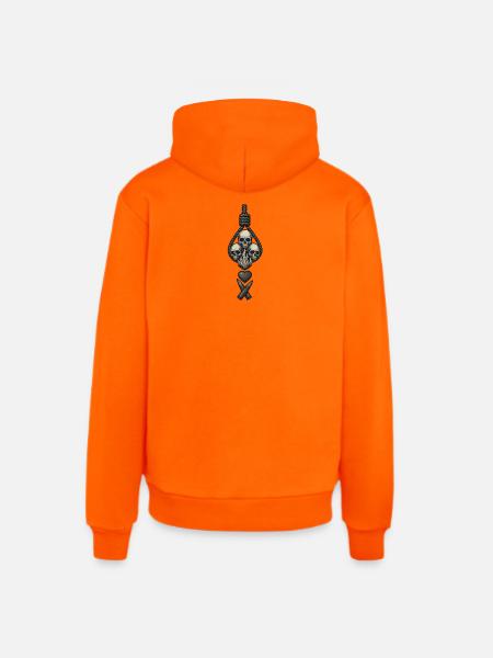 Avi Collection – Skulls & Flame - Organic Relaxed Hoodie Made in EU - SUNSET ORANGE