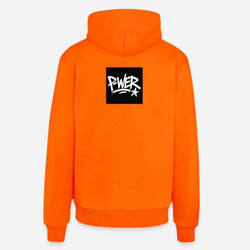 Graffiti Style Power Text Design - Sweat à capuche bio décontracté fabriqué en UE - SUNSET ORANGE
