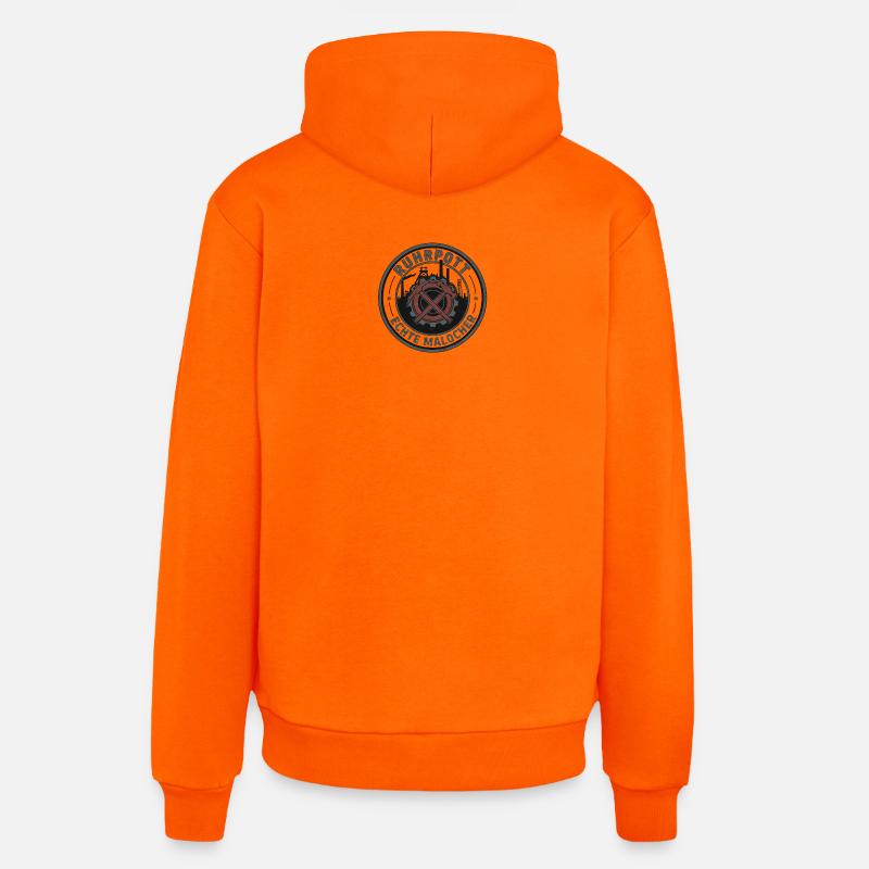 Ruhrpott Real Malocher Patch - Sweat à capuche bio décontracté fabriqué en UE - SUNSET ORANGE