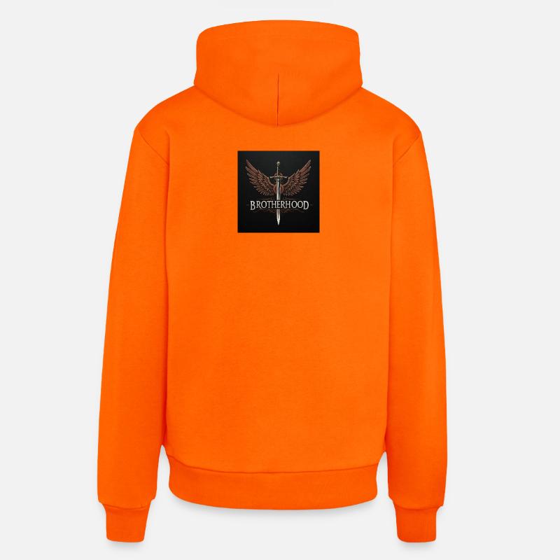 Fraternité Ailée Épée - Sweat à capuche bio décontracté fabriqué en UE - SUNSET ORANGE
