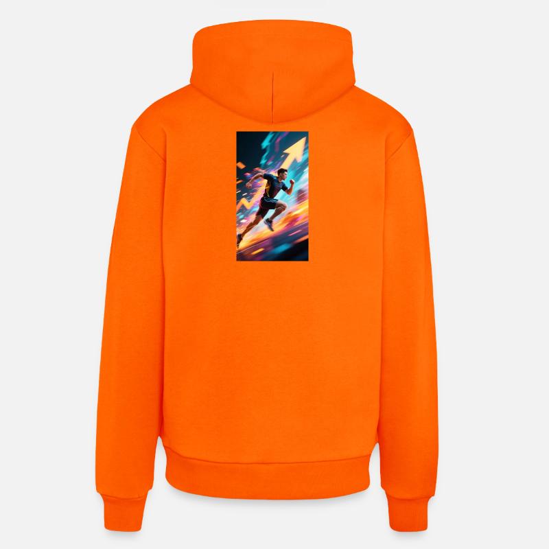 Keep moving - Sweat à capuche bio décontracté fabriqué en UE - SUNSET ORANGE