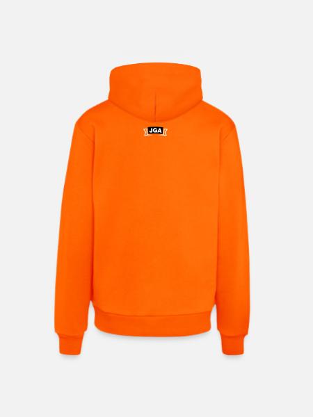 Bachelor Party Emblem / Logo - Organic Relaxed Hoodie Made in EU - SUNSET ORANGE