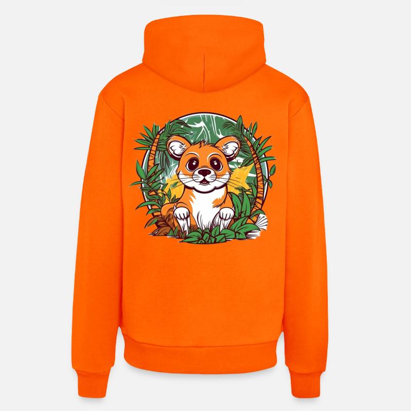 Mignon chaton de la jungle illustration - Sweat à capuche bio décontracté fabriqué en UE - SUNSET ORANGE