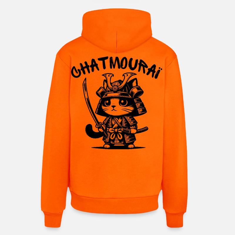 chat, chat mignon, chat doux - Sweat à capuche bio décontracté fabriqué en UE - SUNSET ORANGE