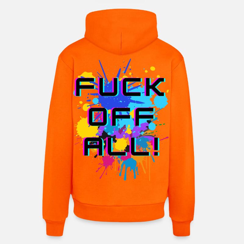 Texte expressif avec une explosion de couleurs - Sweat à capuche bio décontracté fabriqué en UE - SUNSET ORANGE
