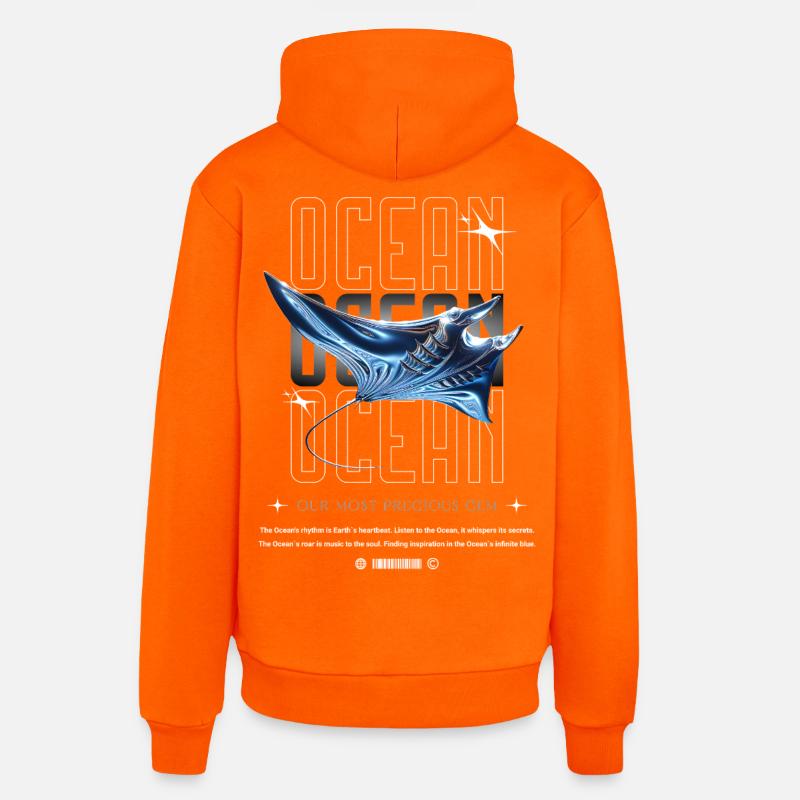 Ocean Manta Precious Treasure - Organic Relaxed Hoodie Made in EU - SUNSET ORANGE