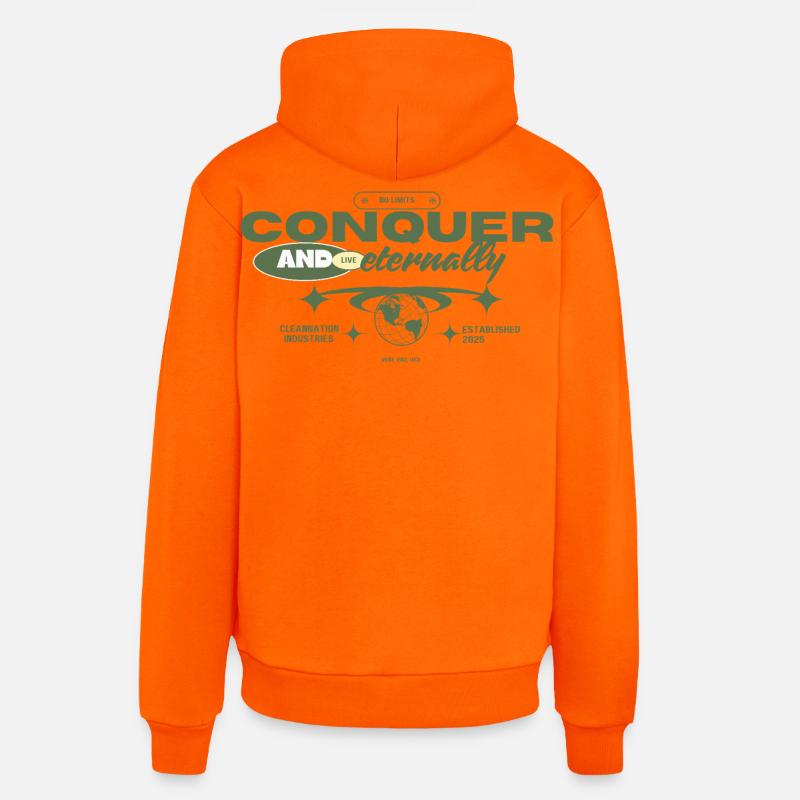 Conquérir - Sweat à capuche bio décontracté fabriqué en UE - SUNSET ORANGE
