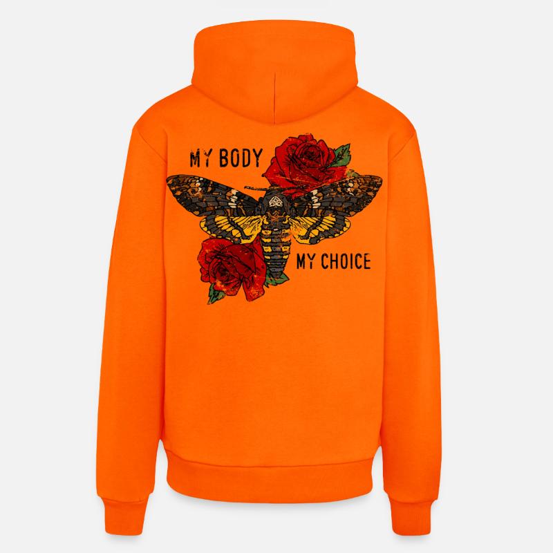 Tarentule papillon avec des roses - Sweat à capuche bio décontracté fabriqué en UE - SUNSET ORANGE