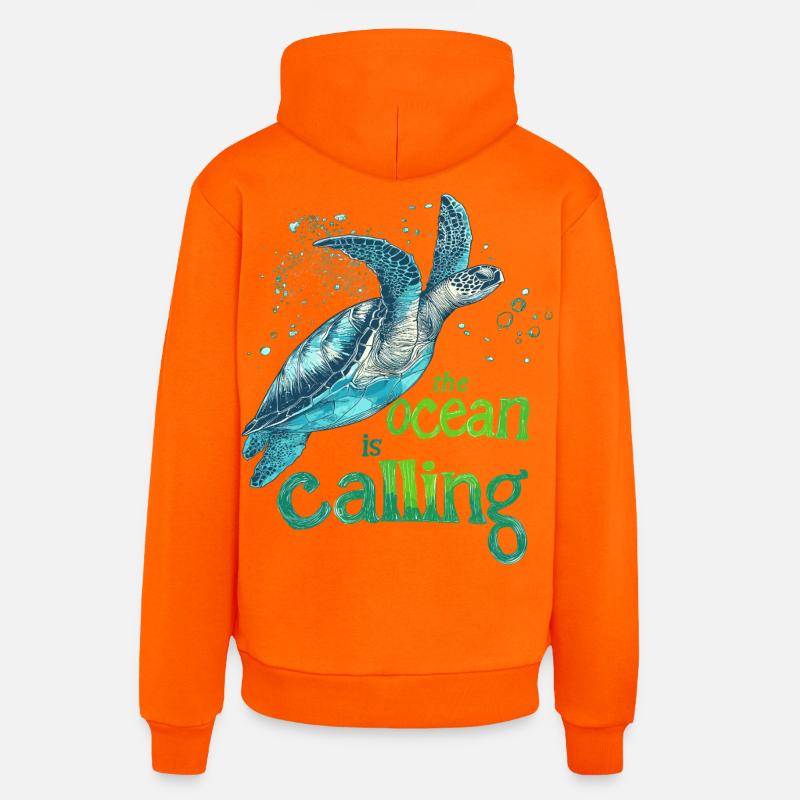 L’appel de l’océan - Turtle Sea - Sweat à capuche bio décontracté fabriqué en UE - SUNSET ORANGE