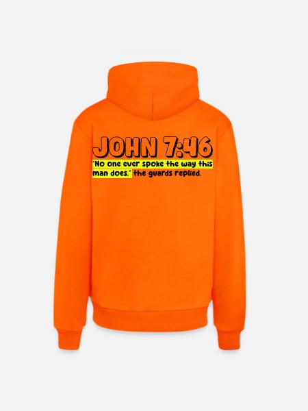 John 7:46 | Bible Quote - Organic Relaxed Hoodie Made in EU - SUNSET ORANGE