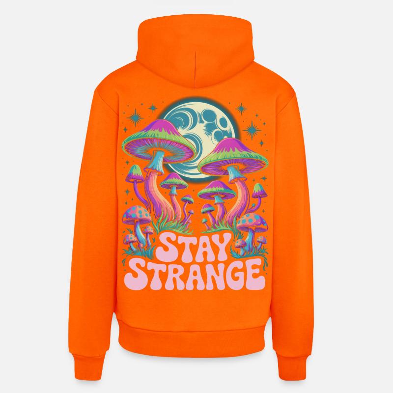 Art de champignons Stay Strange - Sweat à capuche bio décontracté fabriqué en UE - SUNSET ORANGE