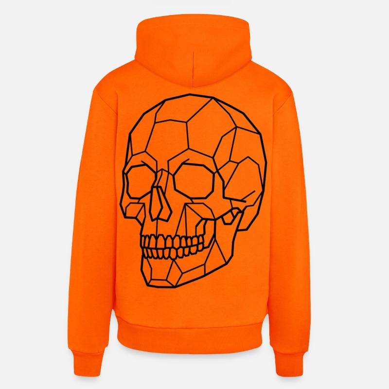 Crâne géométrique - Sweat à capuche bio décontracté fabriqué en UE - SUNSET ORANGE
