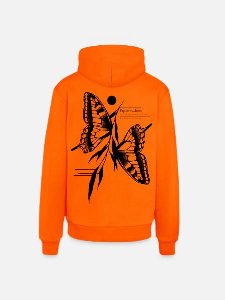 Dovetail Butterfly - Organic Relaxed Hoodie Made in EU - SUNSET ORANGE