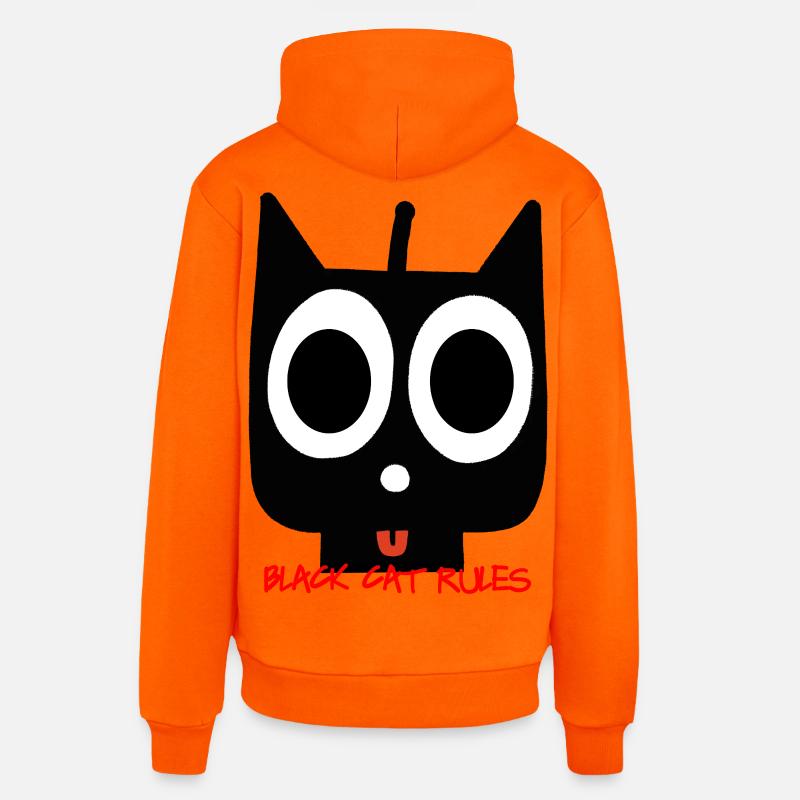 chat noir - Sweat à capuche bio décontracté fabriqué en UE - SUNSET ORANGE